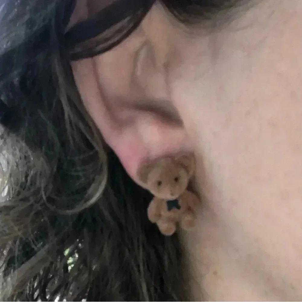 Adorable Brown Teddy Bear Stud Earrings w/ 925 Silver Posts NWT